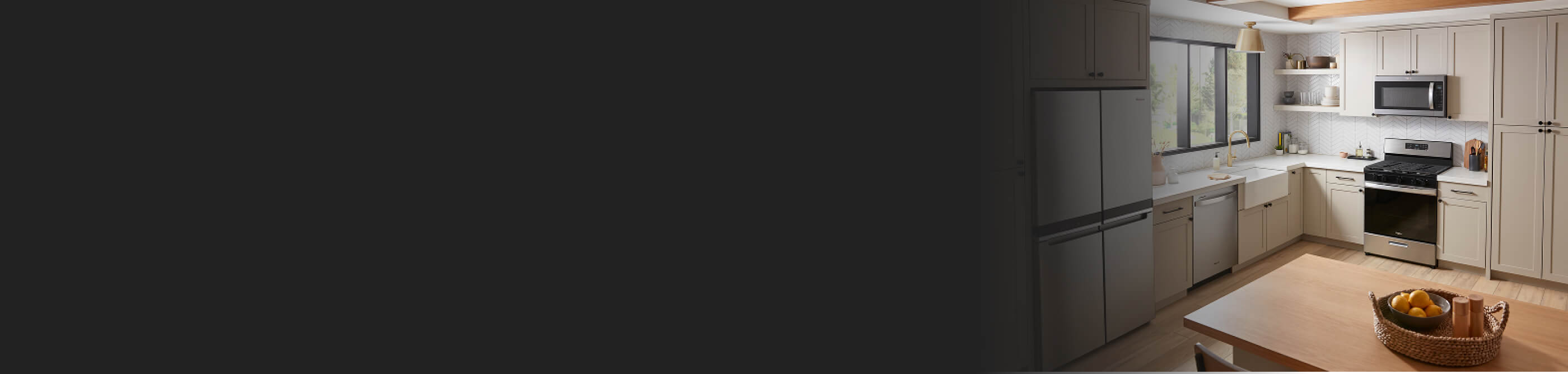 Stainless steel Whirlpool® appliances in a contemporary kitchen