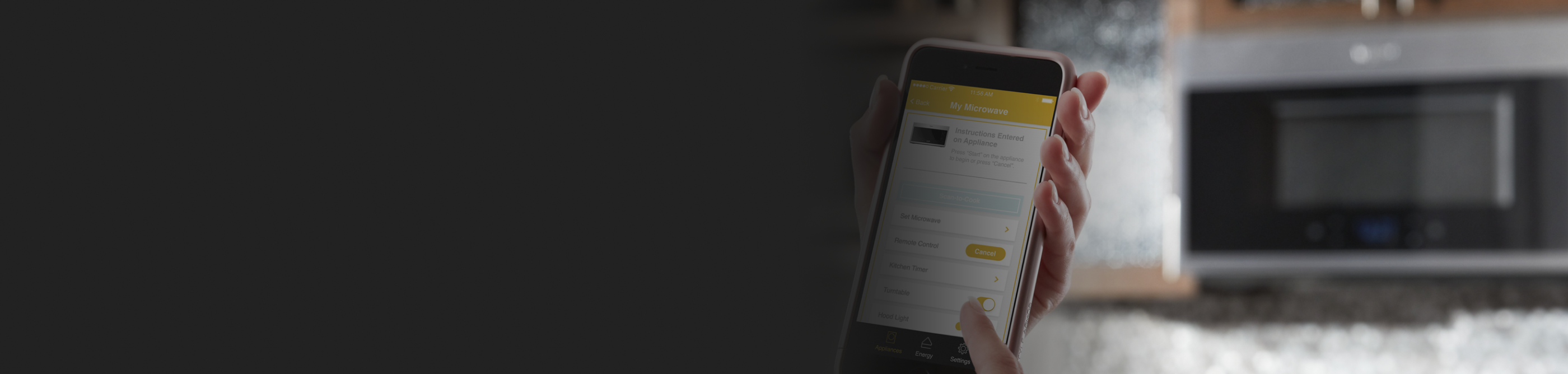 Whirlpool® smart appliance app displayed on a smartphone