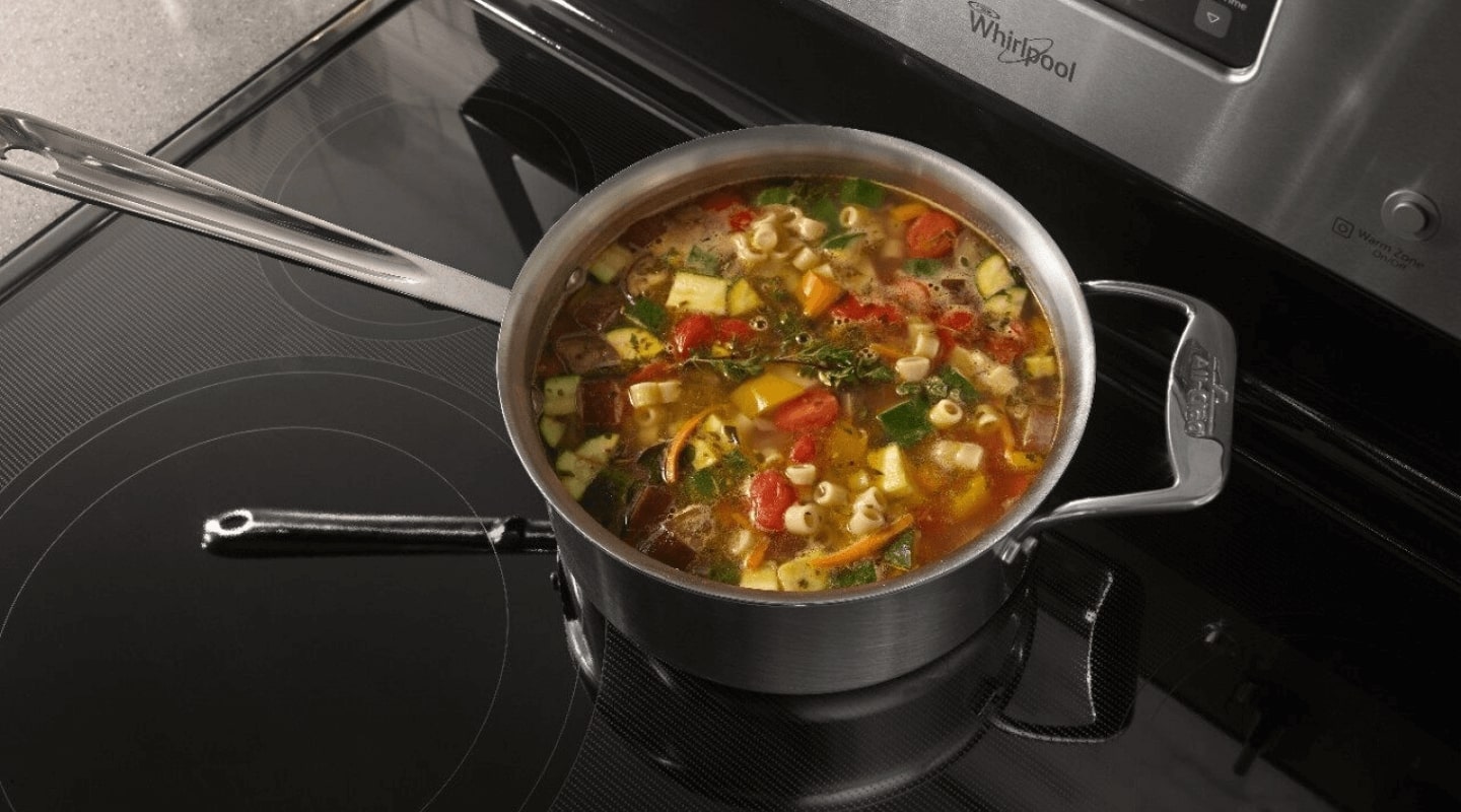 Cooked vegetables in a pot