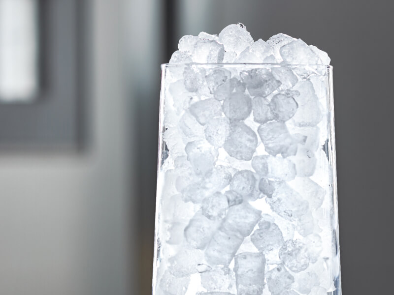 Glass full of nugget ice