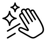 Hand and sparkles representing cleanness