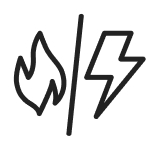 A flame icon and a lightning bolt icon