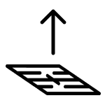 A stove grate and upward arrow icon