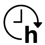 Clock with “h” for delay start icon