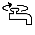 Water knob and pipe icon with directional arrows by knob