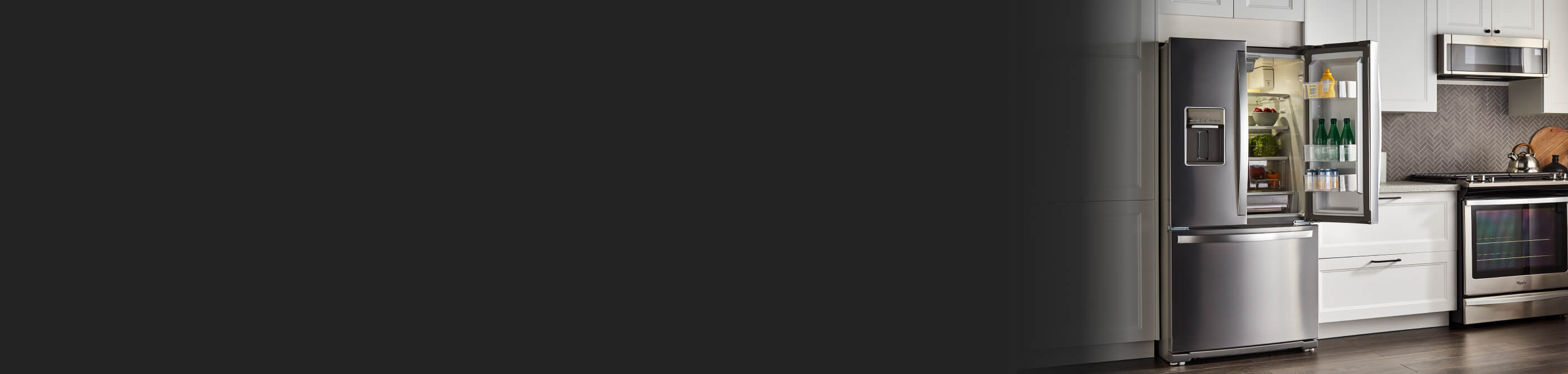 Stainless steel French door refrigerator