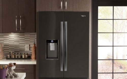 A French door refrigerator in a kitchen