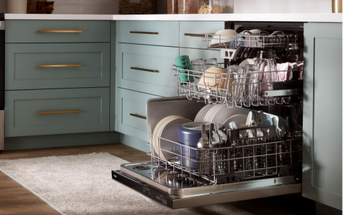 Whirlpool® dishwasher in a colorful kitchen