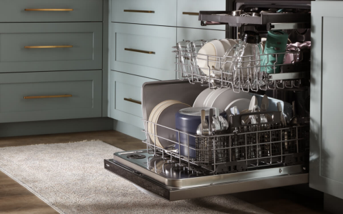 Fully-loaded Whirlpool® Dishwasher with three racks 