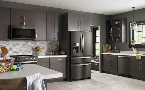 Kitchen with a Whirlpool® French Door Refrigerator