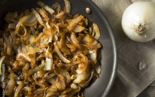 Caramelized onions in a pan