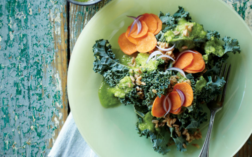 A salad made with fresh lettuce and mixed veggies