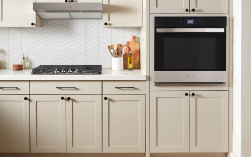 Whirlpool® Wall Oven in cream cabinetry