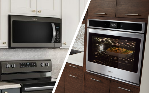 Microwave and convection oven in kitchen