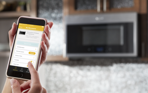 Whirlpool® smart appliance app displayed on a smartphone