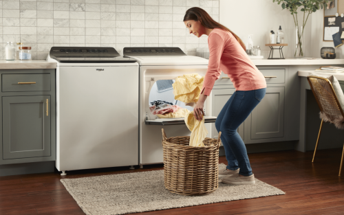 Person unloading dryer