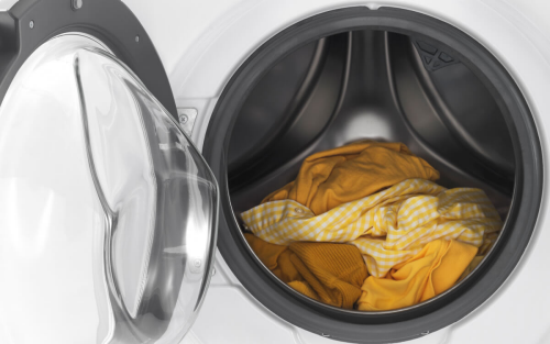 Clothes inside a washing machine