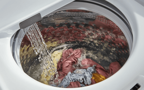 A closeup of a Whirlpool® washer tub