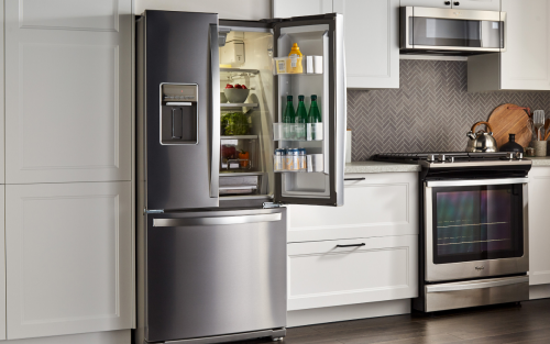 Stainless steel French door refrigerator