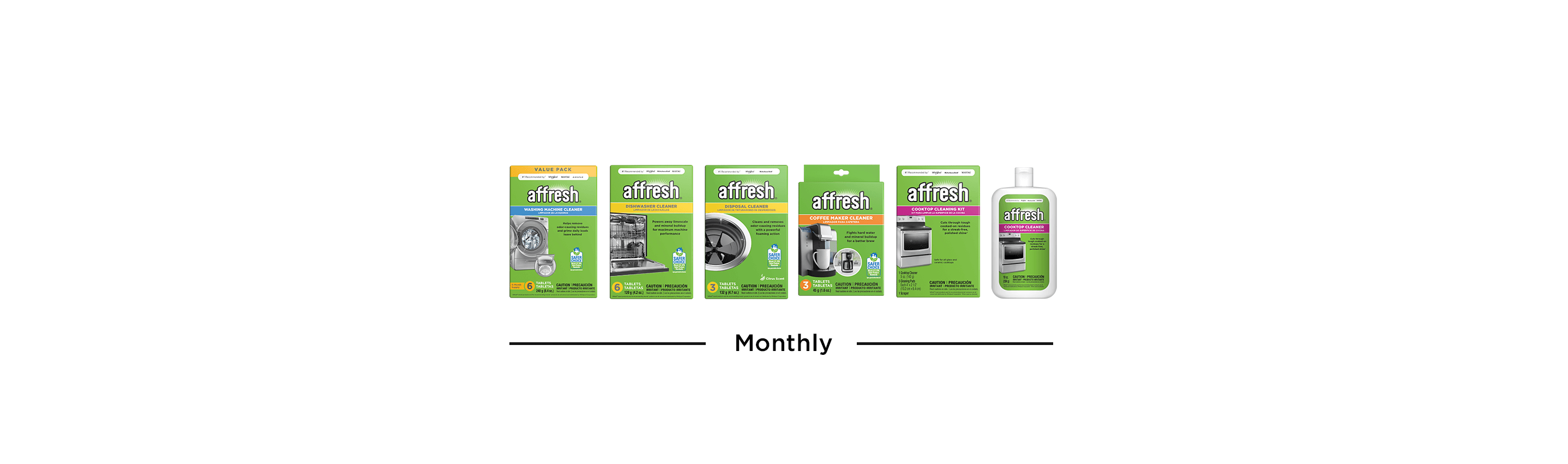 Affresh® products with cleaning frequency.