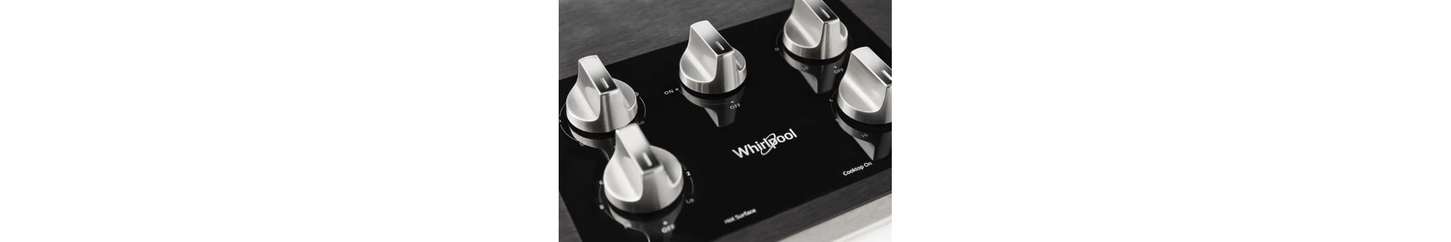 Closeup of the control knobs on a 5-Element Cooktop