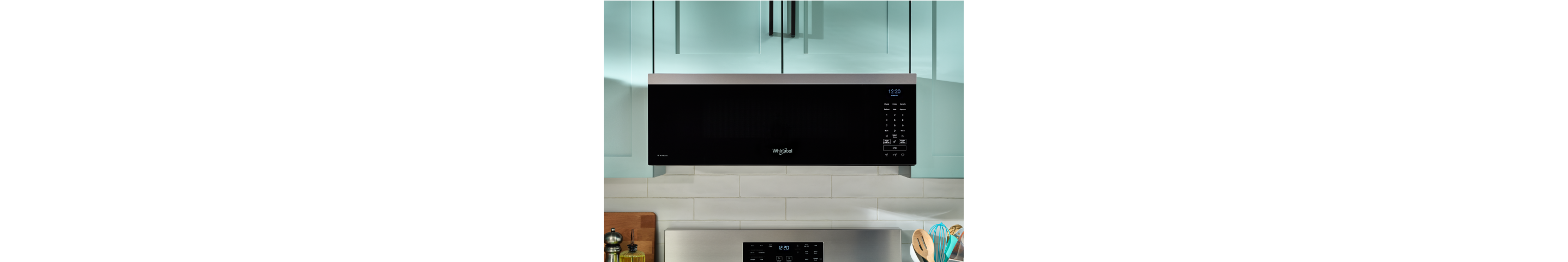 A Whirlpool® Low Profile Over-The-Range Microwave in a modern kitchen