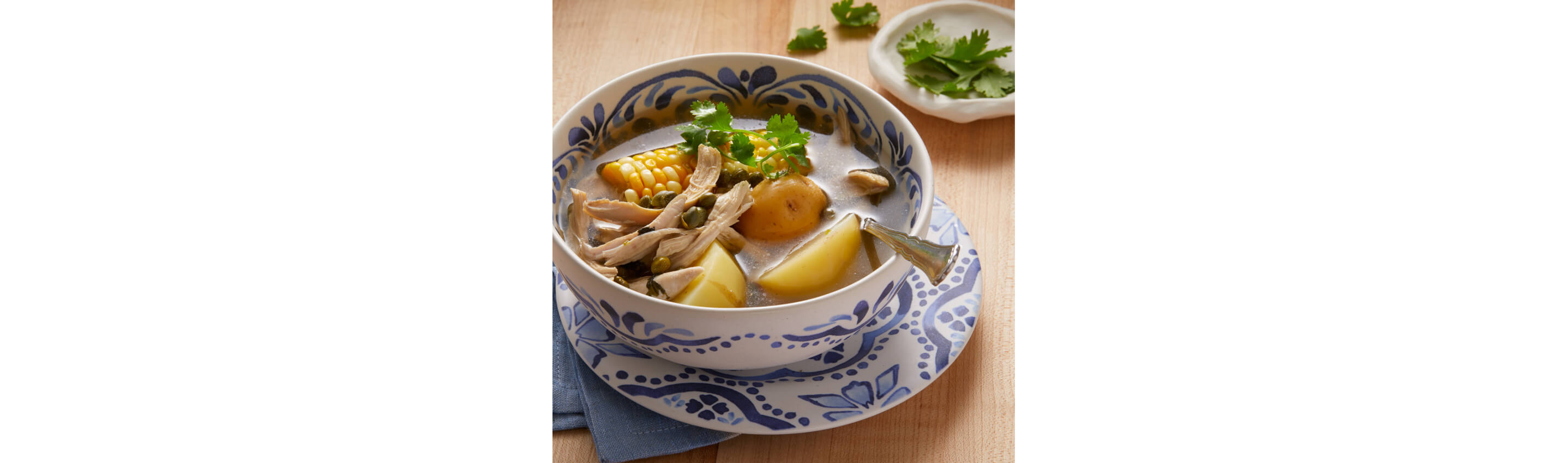A bowl of Ajiaco (chicken, corn, and potato soup)