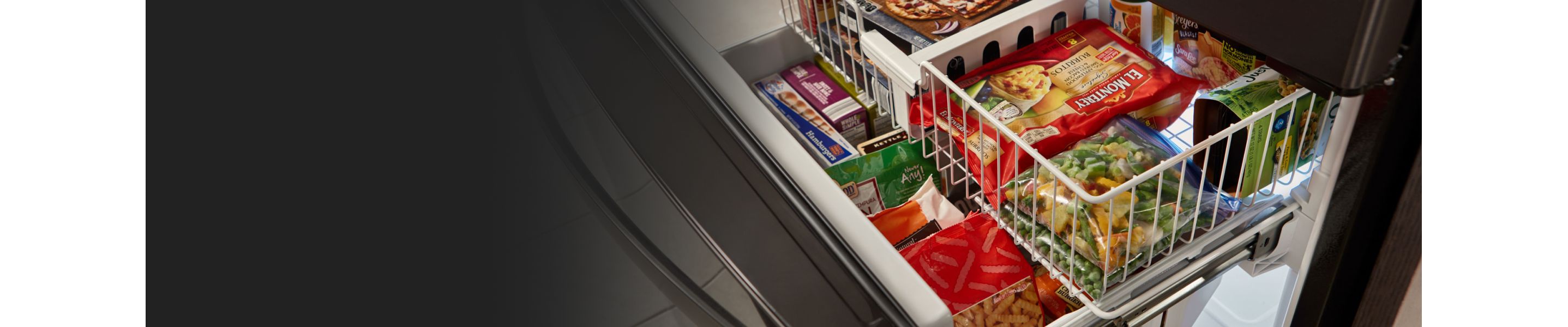 Frozen food inside a freezer