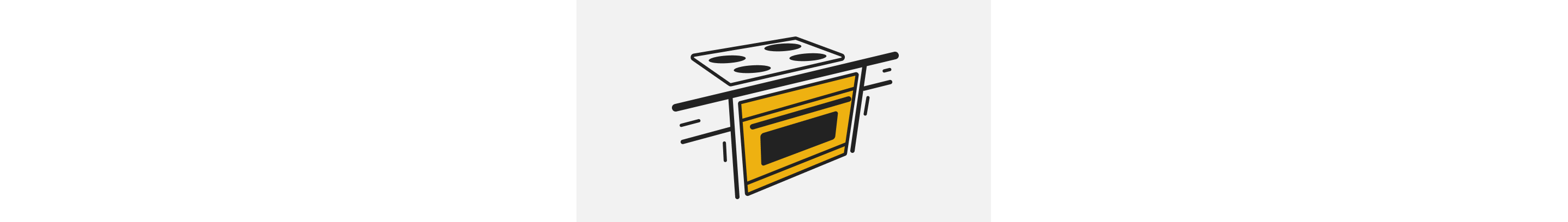A line drawing of a single wall oven installed into the lower cabinets under a cooktop.