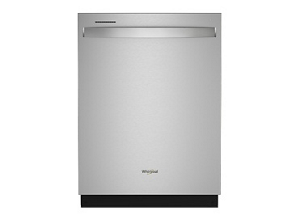 A Whirlpool® 24” Stainless Steel Dishwasher with AI Intelligent Wash - 47 dBA