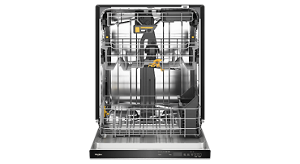 An open Whirlpool® Dishwasher