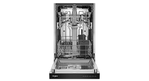 An open Whirlpool® Dishwasher