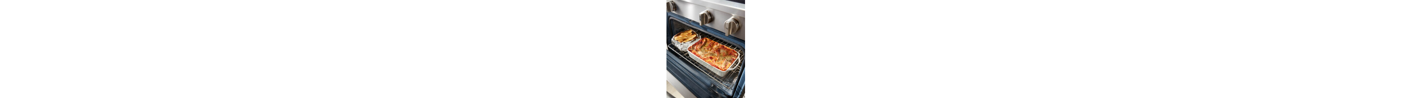 Food cooking inside a gas oven