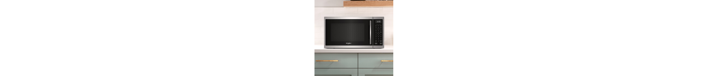 A stainless steel Whirlpool® Microwave on a counter