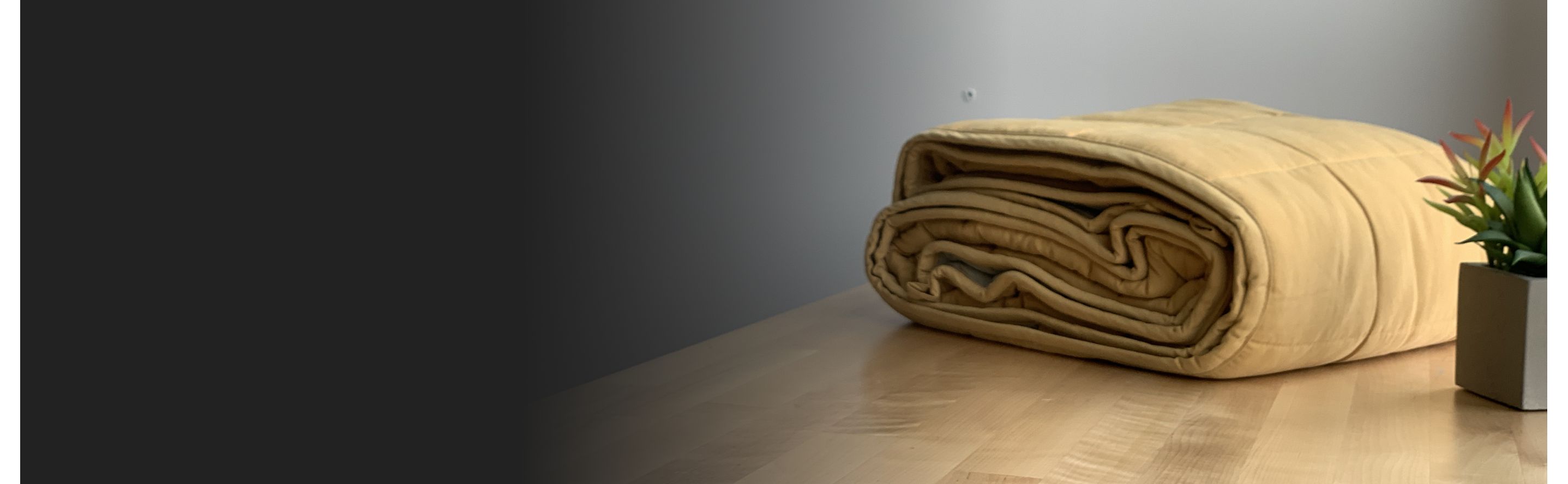 Yellow folded weighted blanket 