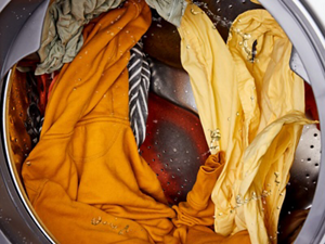 Laundry inside a washing machine