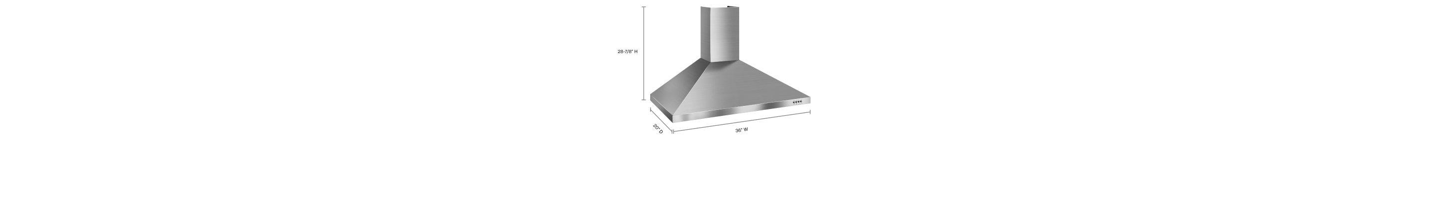 A diagram of a wall-mount canopy hood