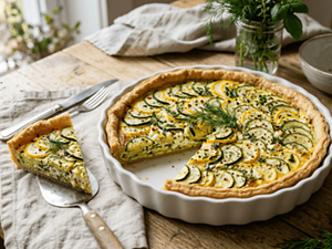 A quiche in a round pan