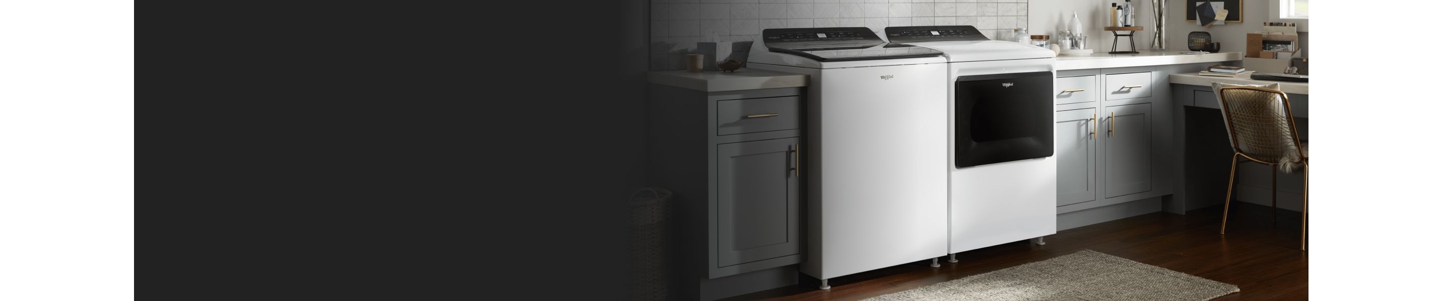 Whirlpool® top-loading washer and dryer in white