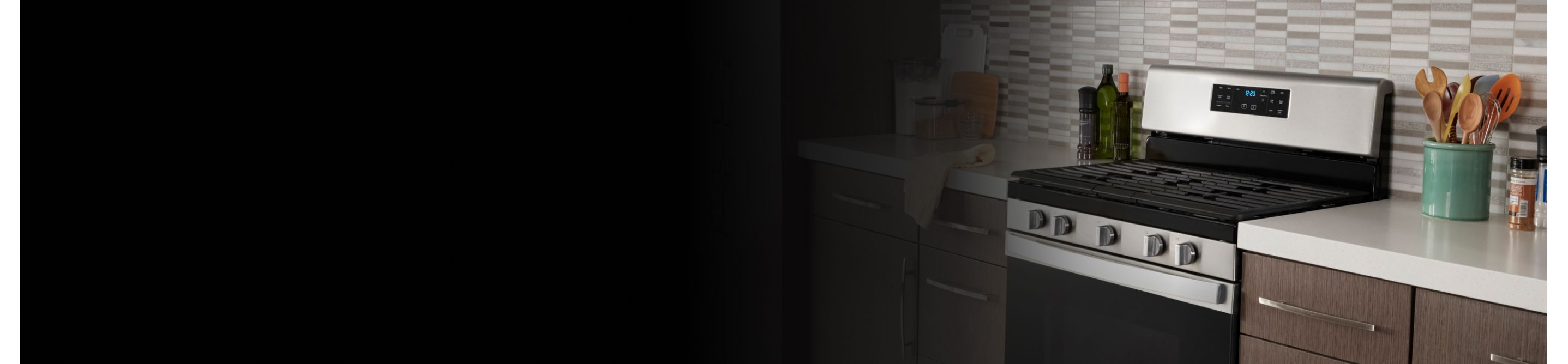 Freestanding range in a modern kitchen