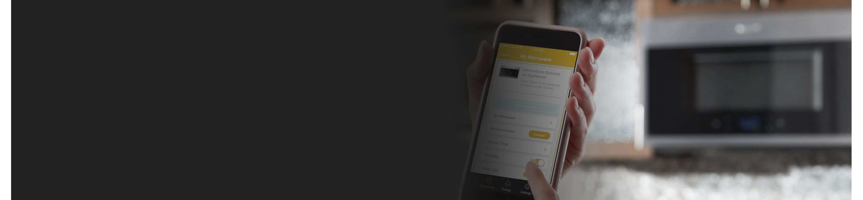 Whirlpool® smart appliance app displayed on a smartphone
